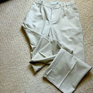 Calvin Klein wide leg khaki chino cargo pants.  SOFT! NWOT